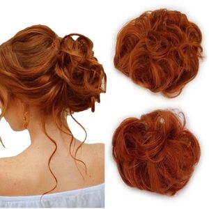 🔶  Elegant Copper Red Hair Bun Extensions 🔶